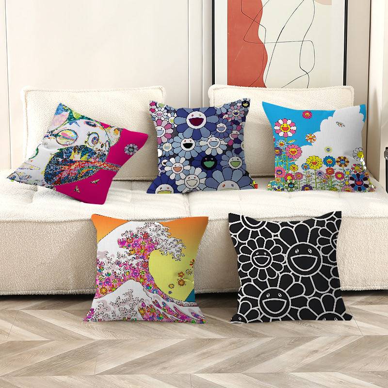 Home Art Textiles - Art T-Takashi M-Murakamis Cushion Cover Inches
