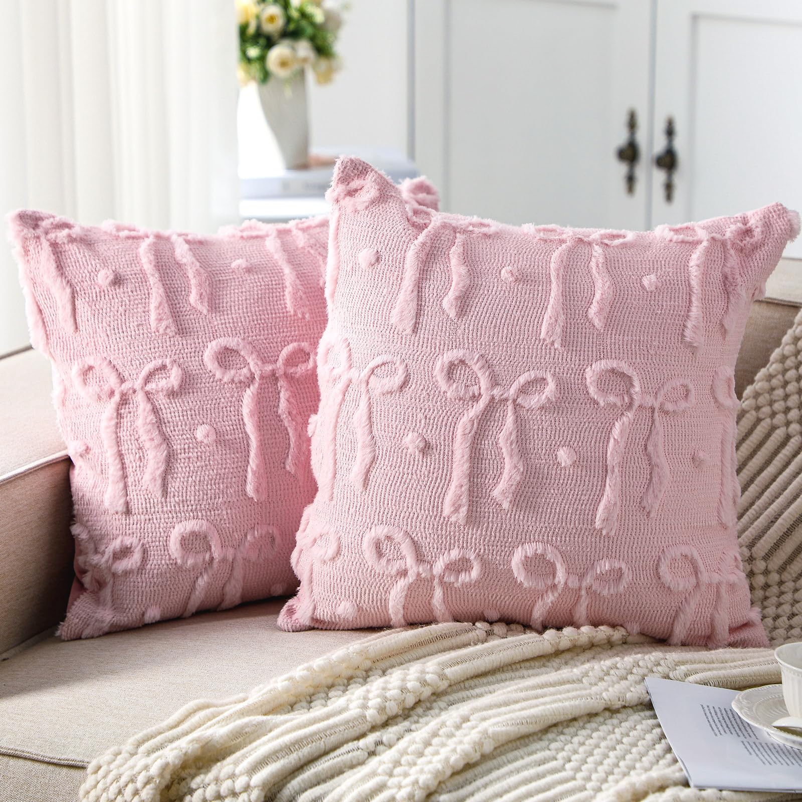 Pillow Insert 18X18 - Pink Bow Throw Pillow Covers 18x18