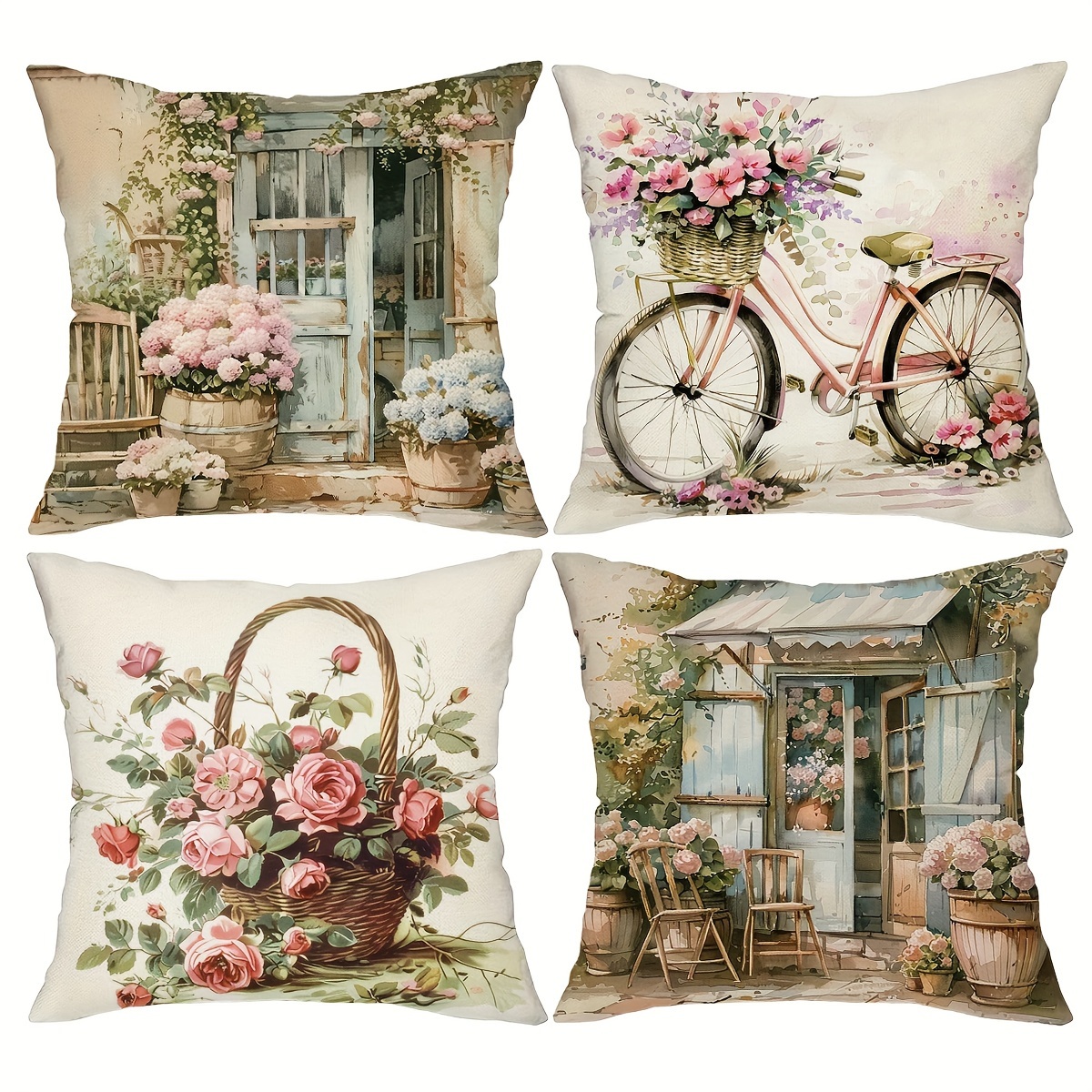 Pillow Covers Set of 4 Vintage - Pillow Insert 18X18 incelemesi ve fiyatı