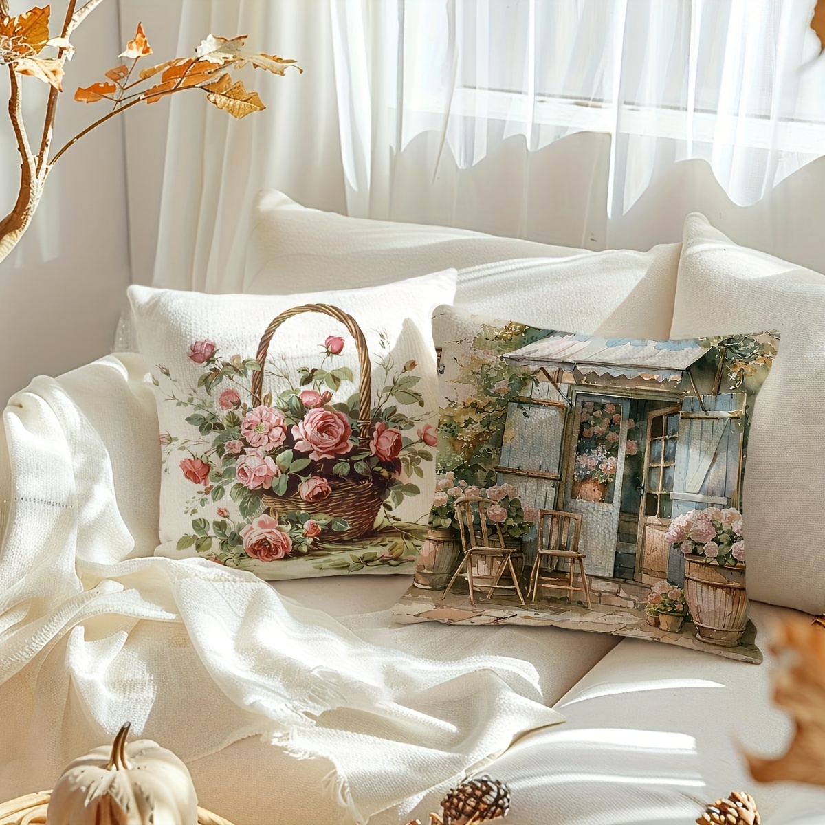 Pillow Covers Set of 4 Vintage - Pillow Insert 18X18 incelemesi ve fiyatı