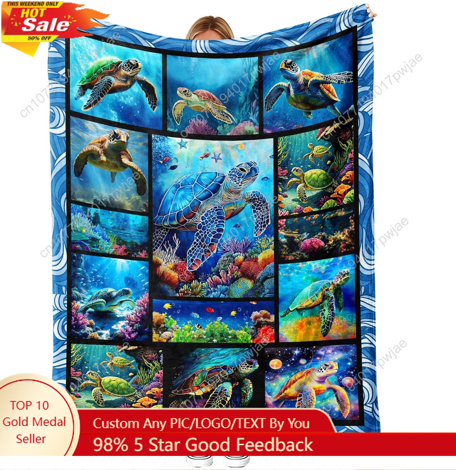 Sea Turtle Flannel Throw Blank - Home Art Textiles incelemesi ve fiyatı