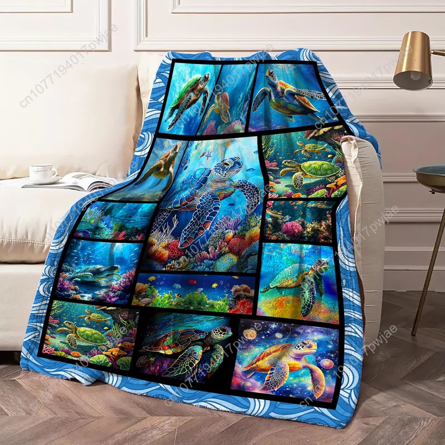 Sea Turtle Flannel Throw Blank - Home Art Textiles incelemesi ve fiyatı