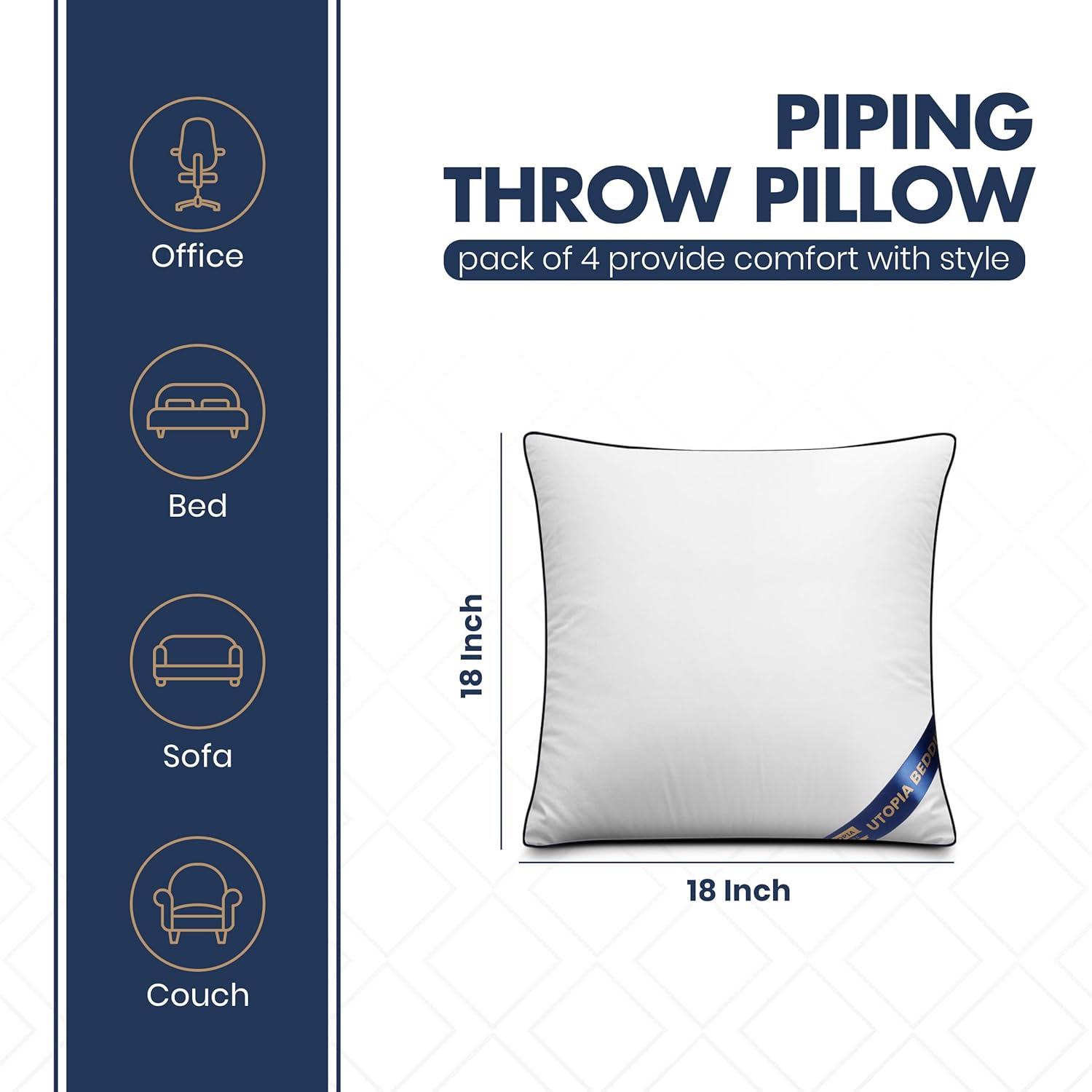 4-Pack 18x18 Inch White Throw  - Pillow Insert 18X18 incelemesi ve fiyatı