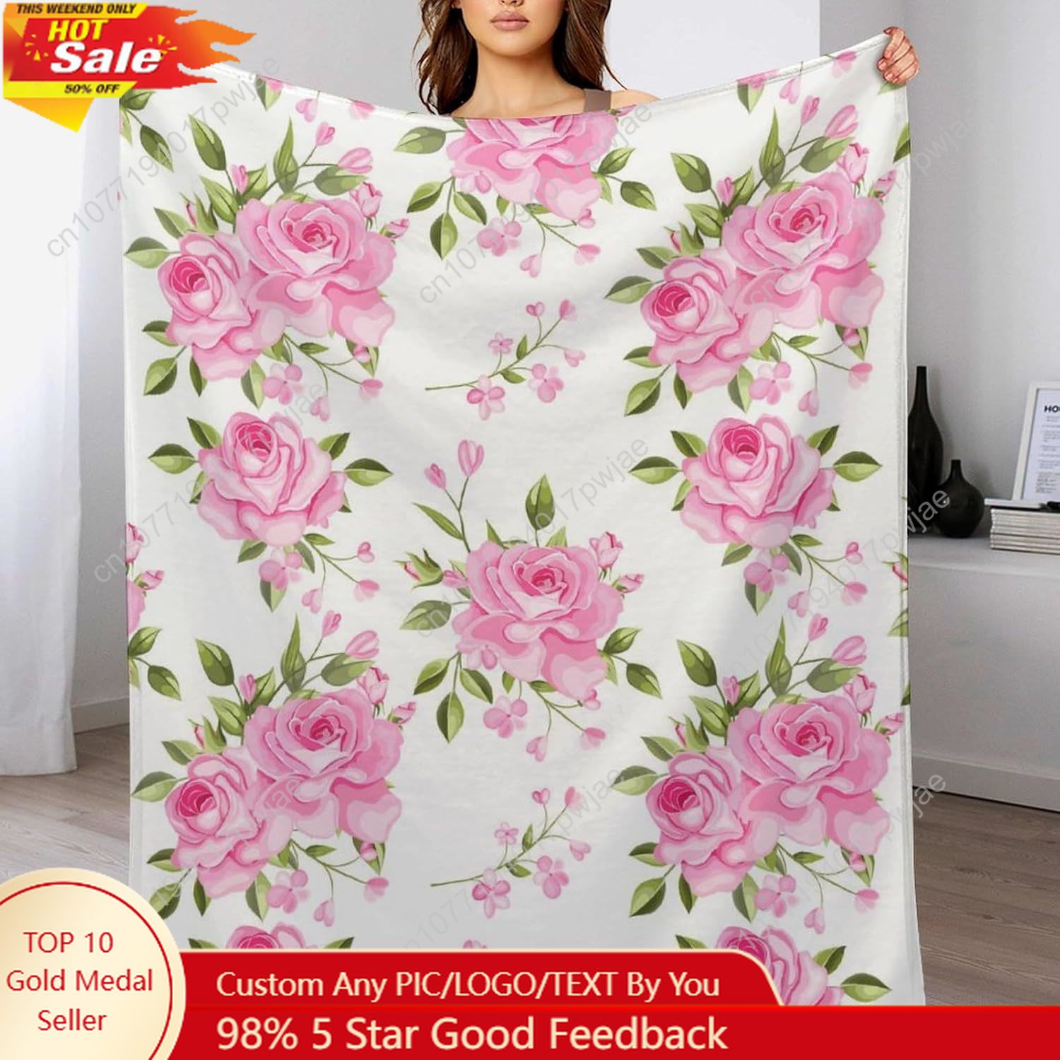 Pink Flower Throw Blanket Flor - Home Of Textiles incelemesi ve fiyatı