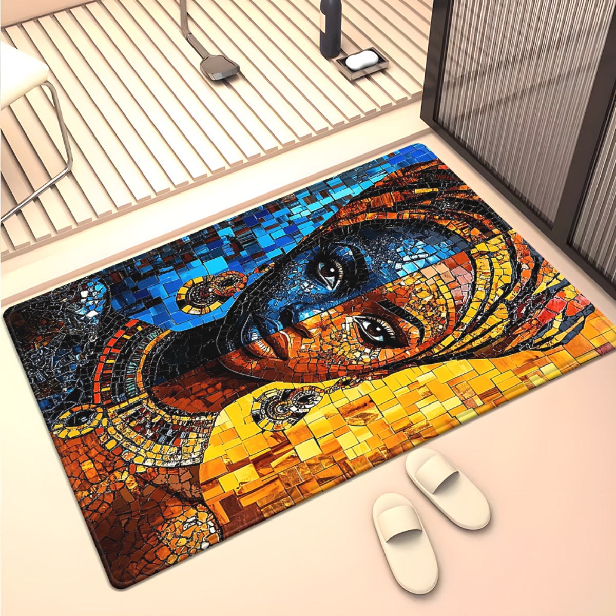 African mosaic woman art rug e - Home Art Textiles incelemesi ve fiyatı