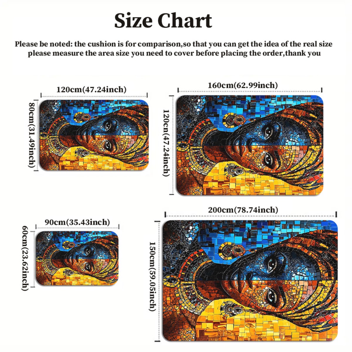 African mosaic woman art rug e - Home Art Textiles incelemesi ve fiyatı