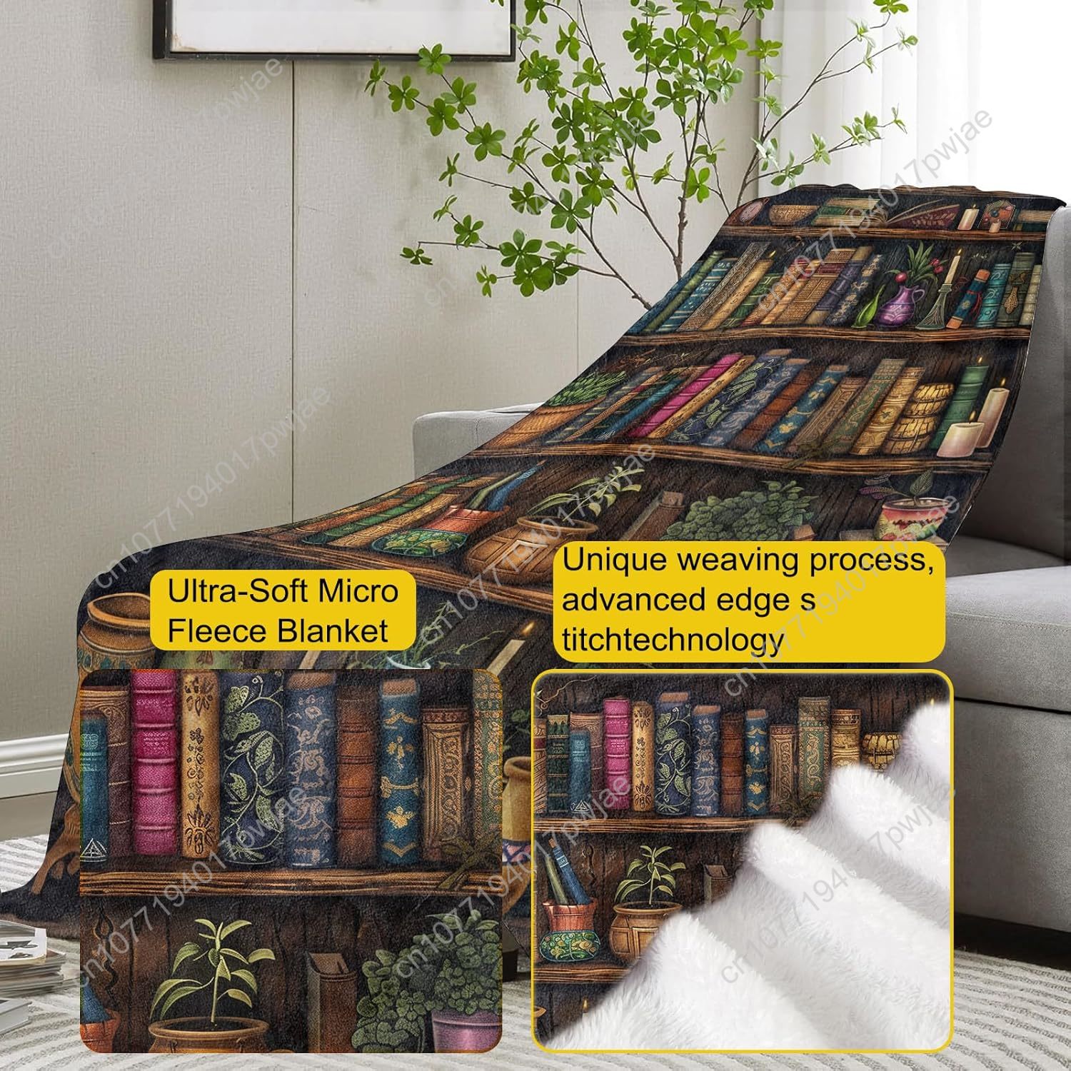 Vintage Bookshelf Blanket Read - Home Of Textiles incelemesi ve fiyatı