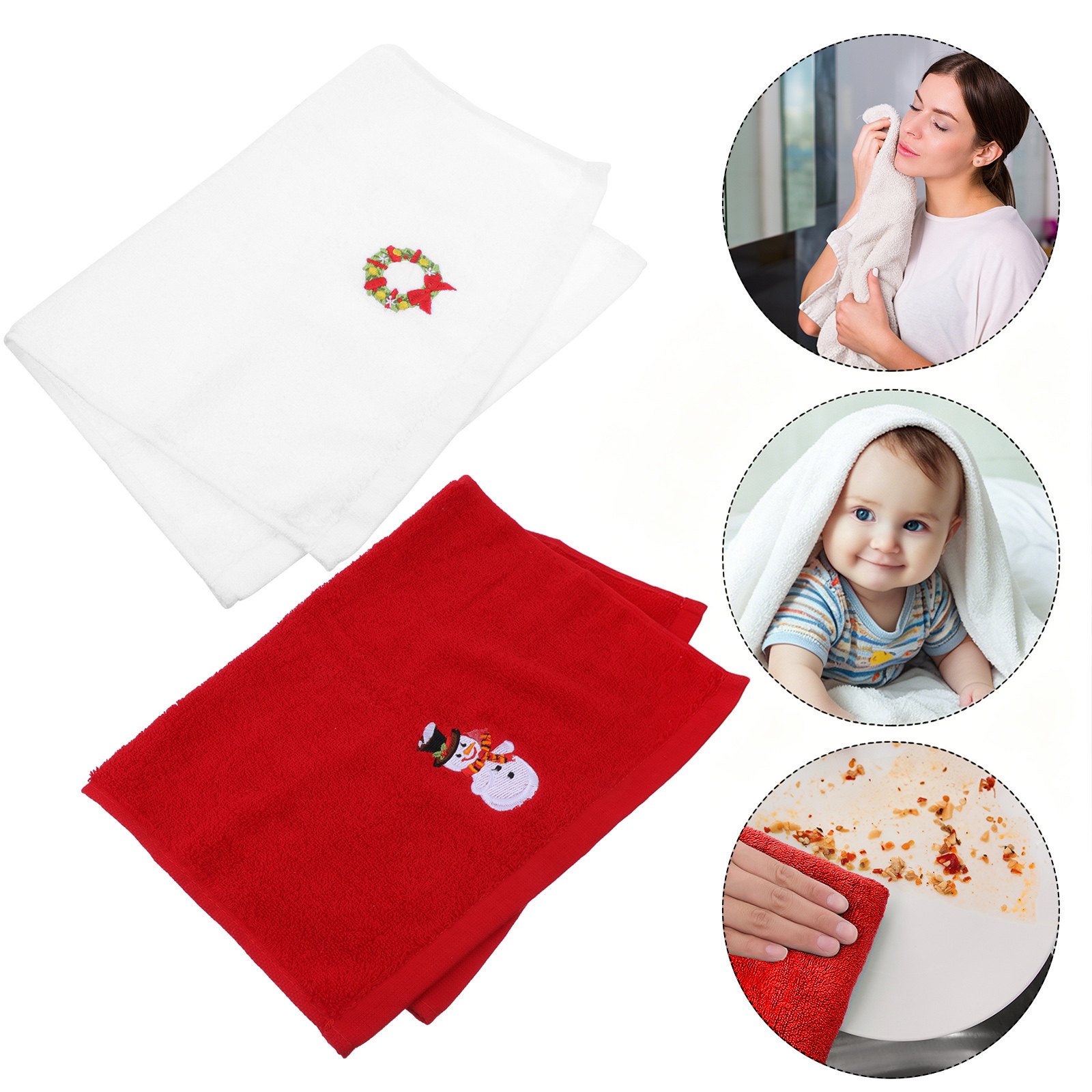2Pcs Embroidery Christmas Towe - Home Textiles Pakistan incelemesi ve fiyatı
