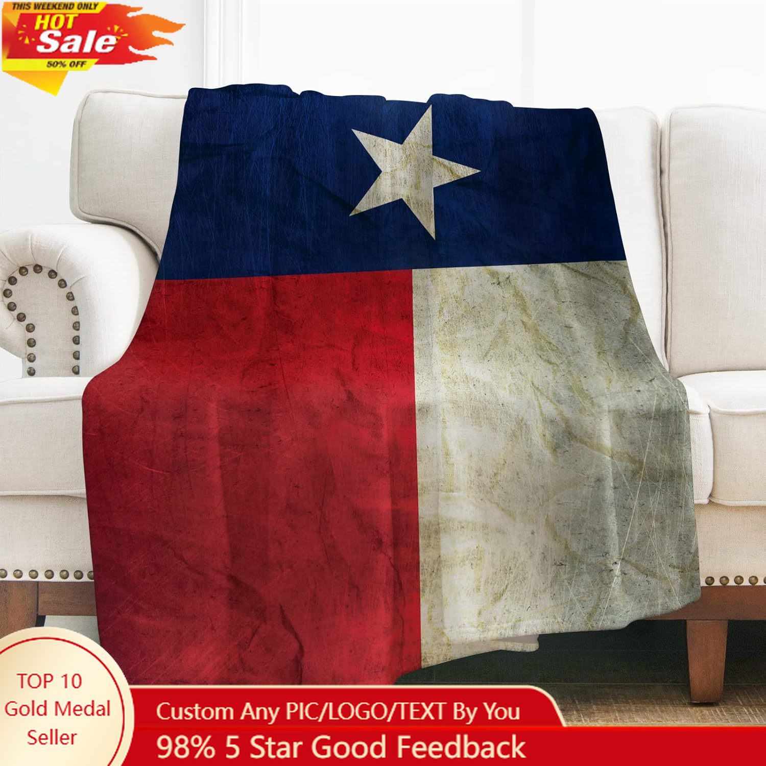 Levens Texas Flag Throw Blanke - Home Of Textiles incelemesi ve fiyatı
