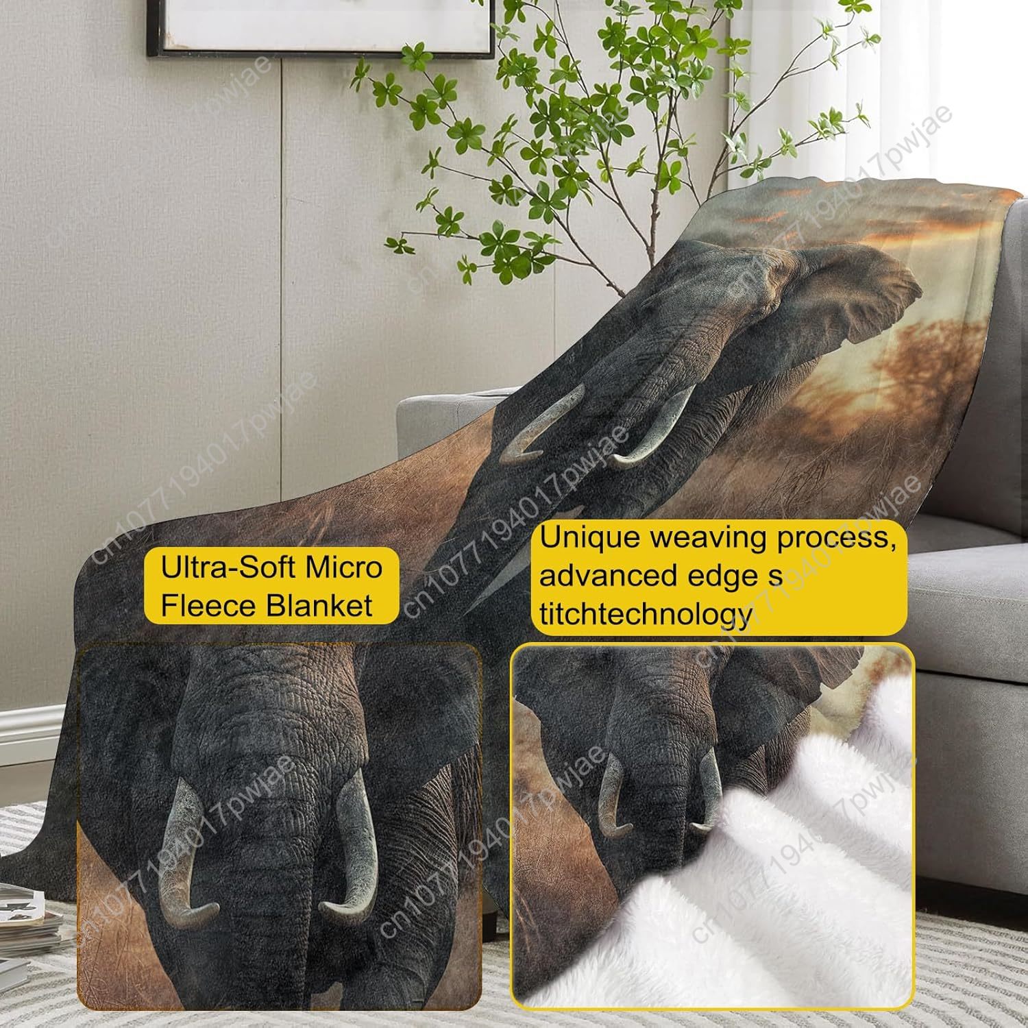 Elephant Fleece Blanket, Reali - Home Of Textiles incelemesi ve fiyatı