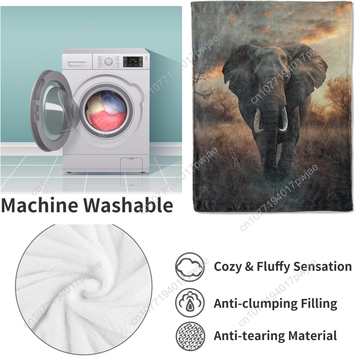 Elephant Fleece Blanket, Reali - Home Of Textiles incelemesi ve fiyatı