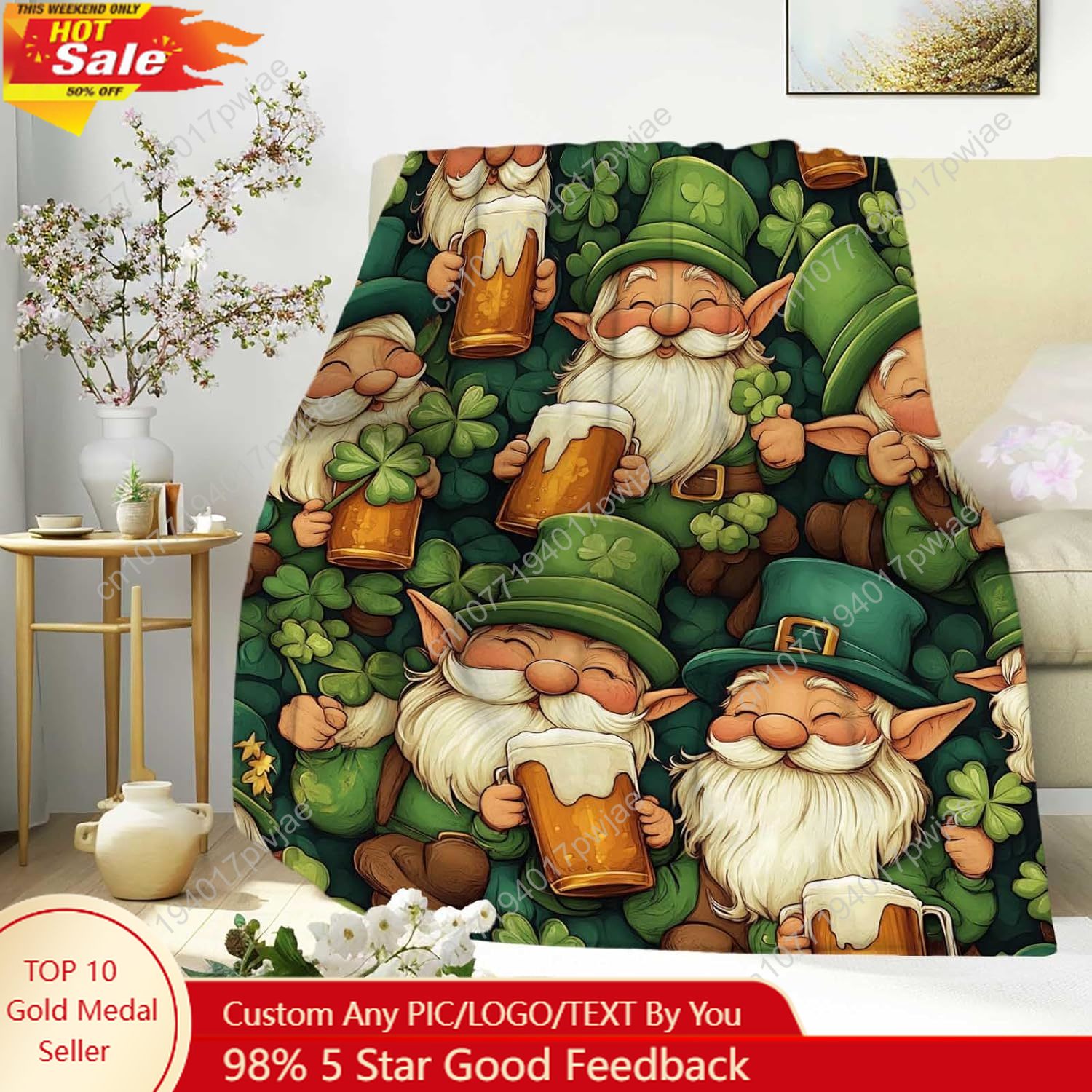 St. Patrick’s Day Gnome Throw  - Home Of Textiles incelemesi ve fiyatı