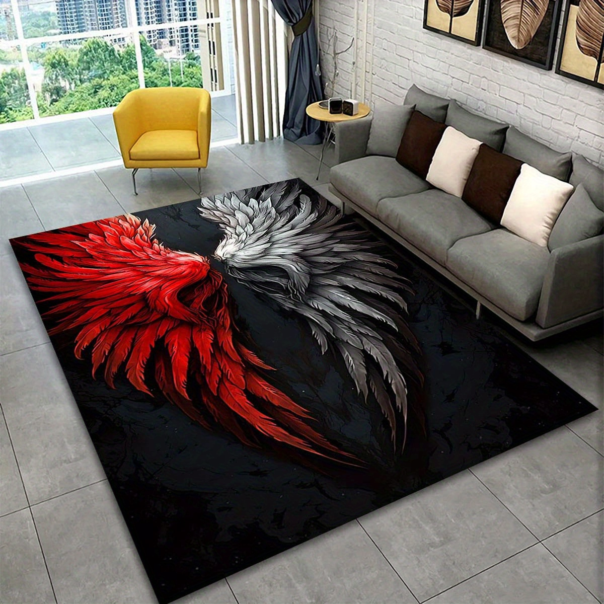 Red and White Wings Rug Modern - Home Textiles Designer incelemesi ve fiyatı