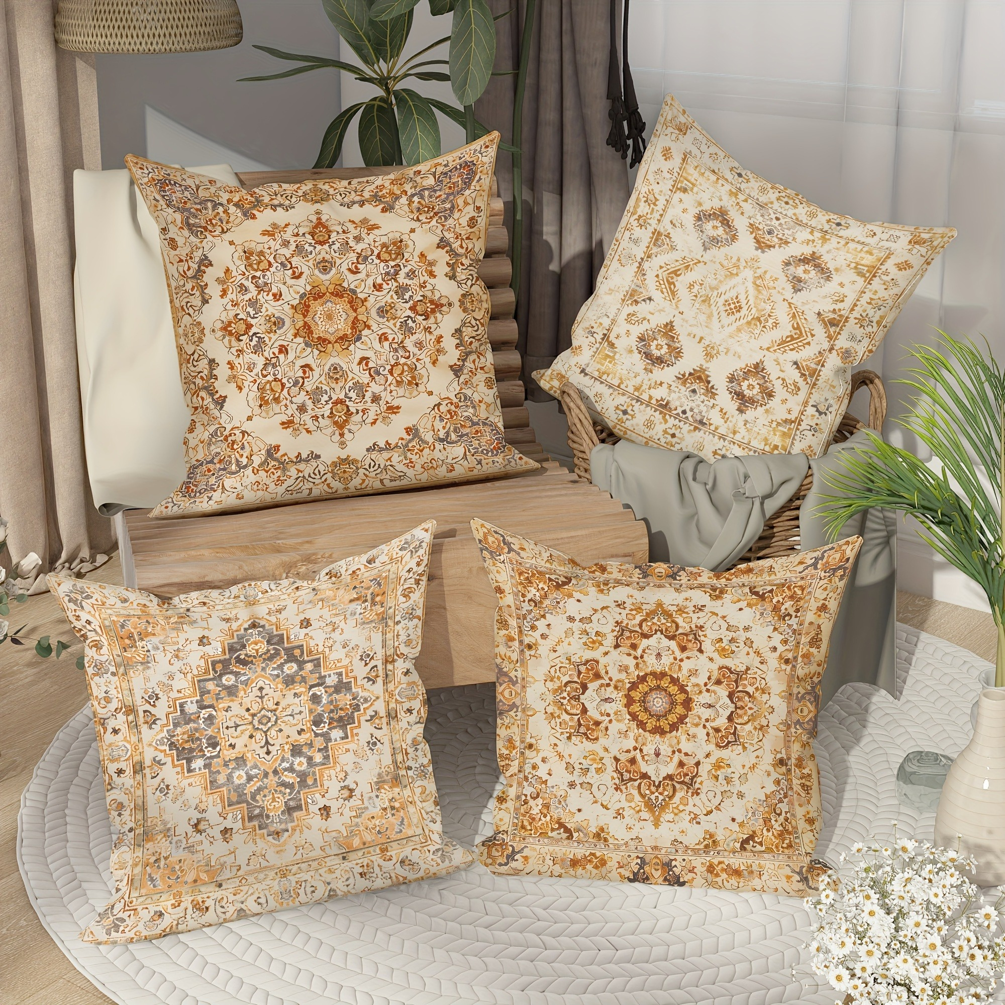 Pillow Covers Set of 4 Bohemia - Pillow Insert 18X18 incelemesi ve fiyatı