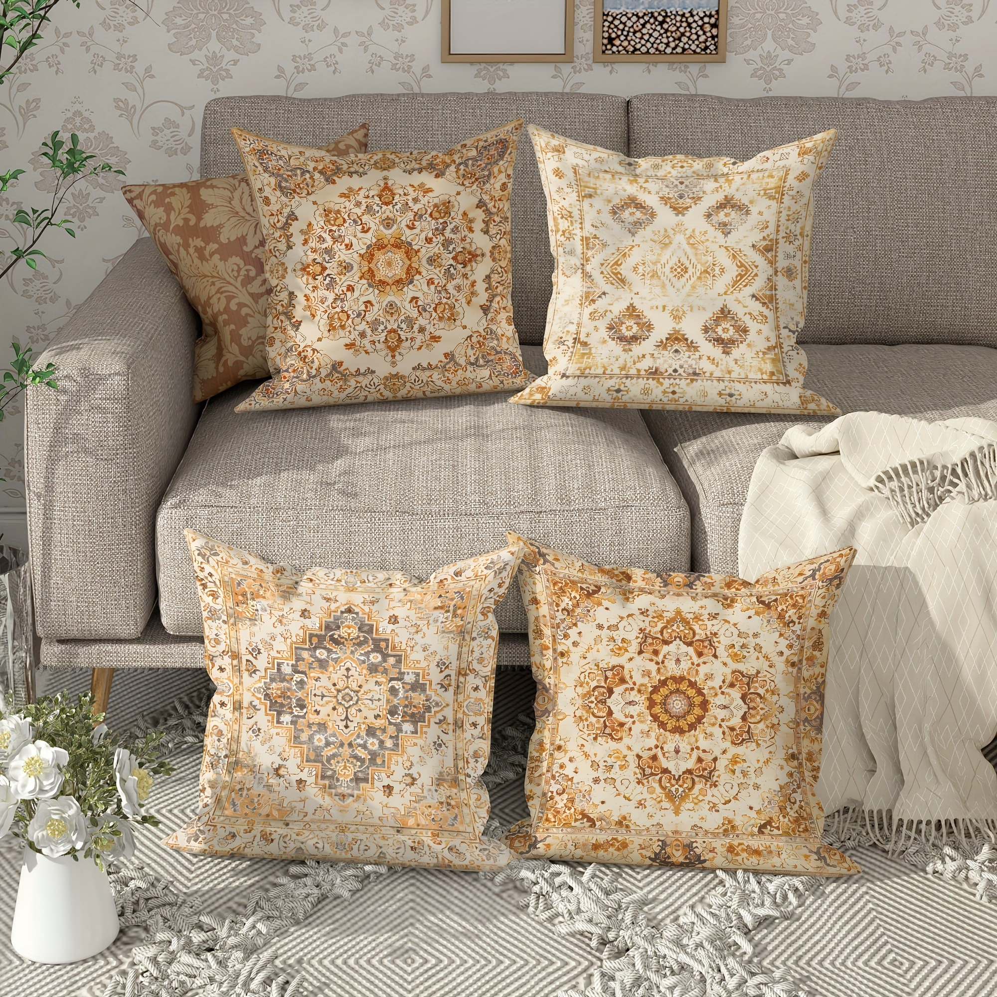 Pillow Covers Set of 4 Bohemia - Pillow Insert 18X18 incelemesi ve fiyatı
