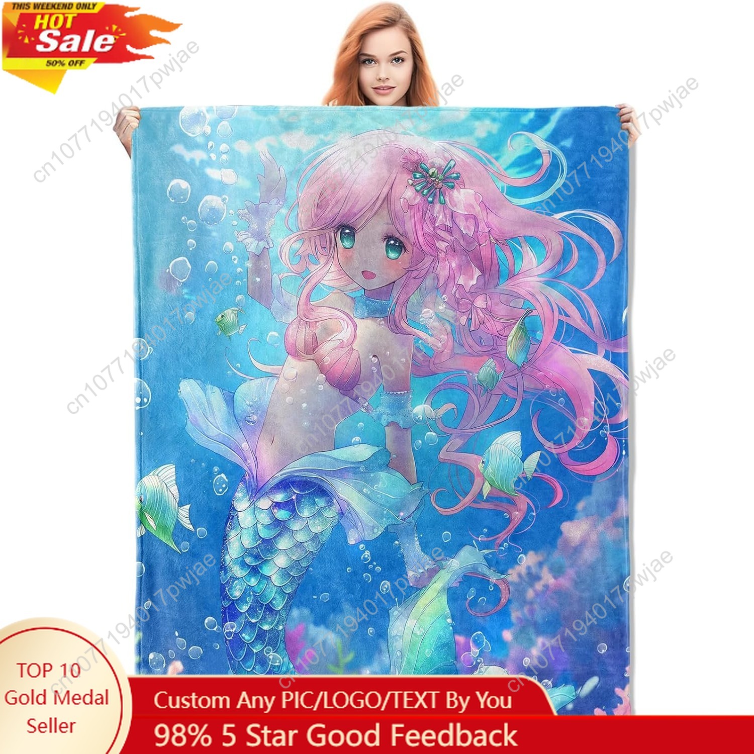 Cute Mermaid Blanket Cartoon F - Home Of Textiles incelemesi ve fiyatı