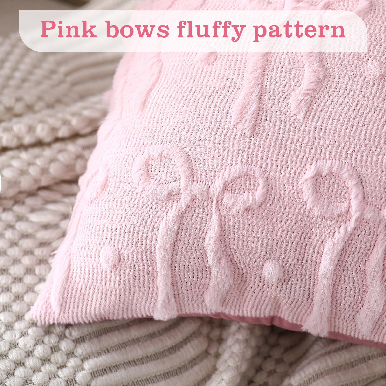 Pink Bow Throw Pillow Covers 1 - Pillow Insert 18X18 incelemesi ve fiyatı