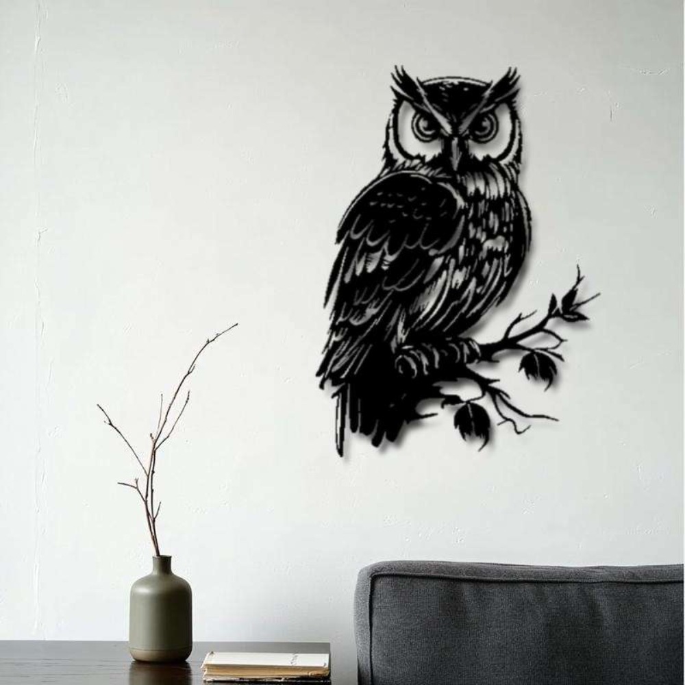 Metal Wall Art Owl Statue 1pc: - Home Textiles Products incelemesi ve fiyatı