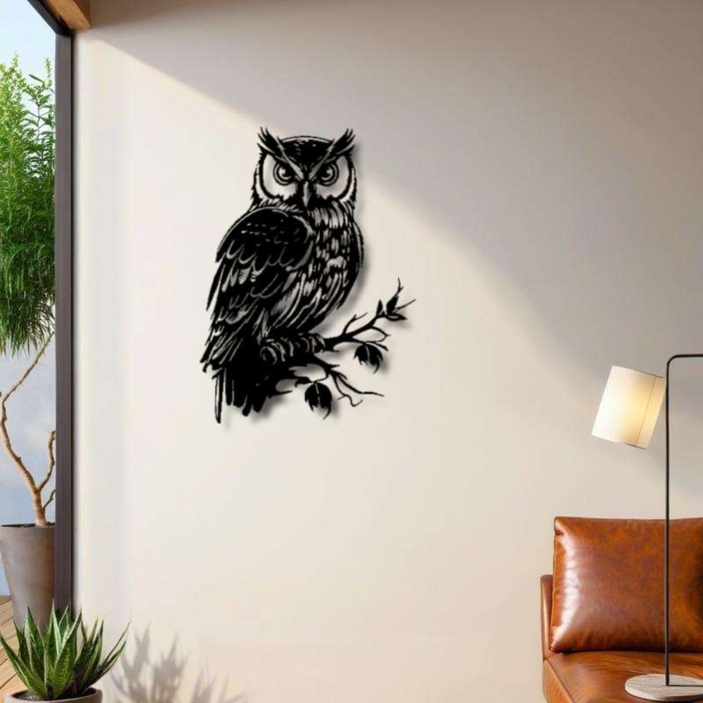 Metal Wall Art Owl Statue 1pc: - Home Textiles Products incelemesi ve fiyatı