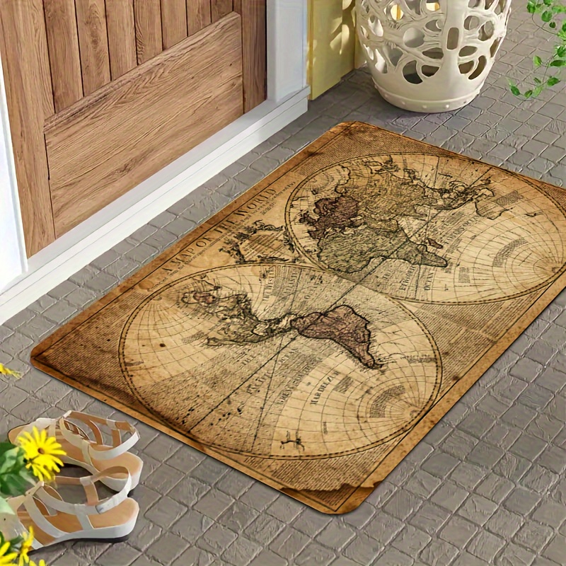 Vintage Map Design Non-Slip Fl - Home Textiles Designer incelemesi ve fiyatı
