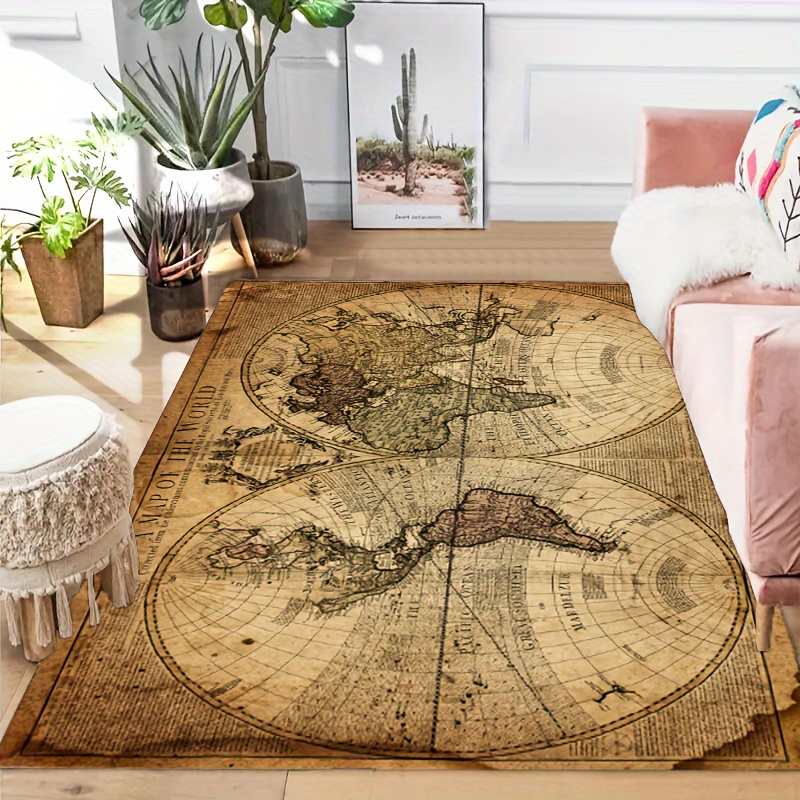 Vintage Map Design Non-Slip Fl - Home Textiles Designer incelemesi ve fiyatı
